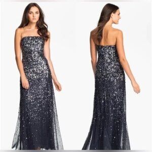 Adrianne Papell Sequined Strapless Gown Size 10